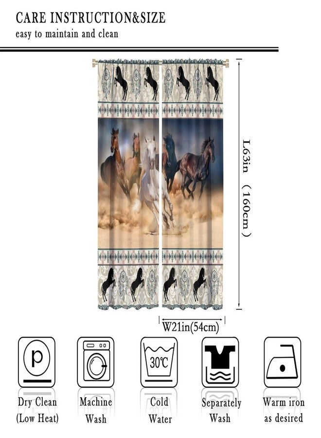 LOMADIA Horse Blackout Curtain, Western Rustic Farmhouse Aztec Style Drapes Farm Animals Run Horse Window 2 Panels Rod Pocket Curtain for Kitchen Living Room Bedroom Office Decor 42x63in - Image 2